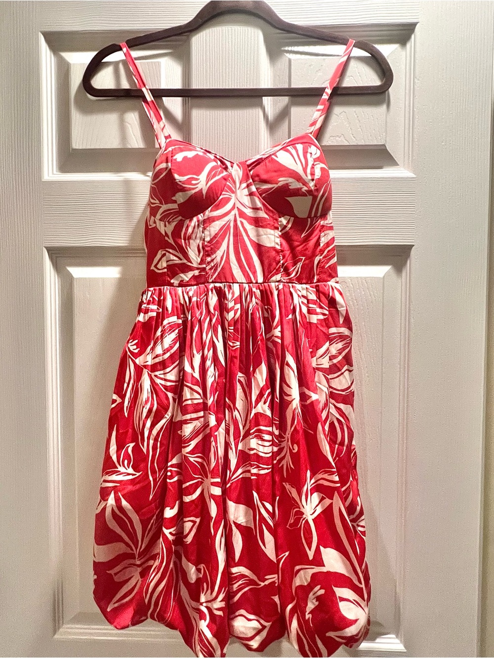 Red and White Tropical Print Sundress